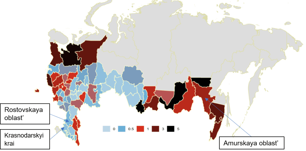 Image showing the carbon footprint of Russian regional crop production